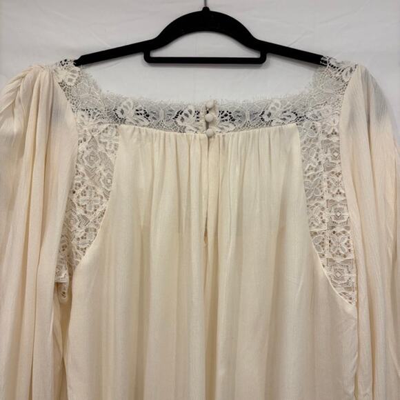 Free People Victorian Lace Tunic Top Size XL Blouse Boho Cottage Whimsygoth - Picture 8 of 10